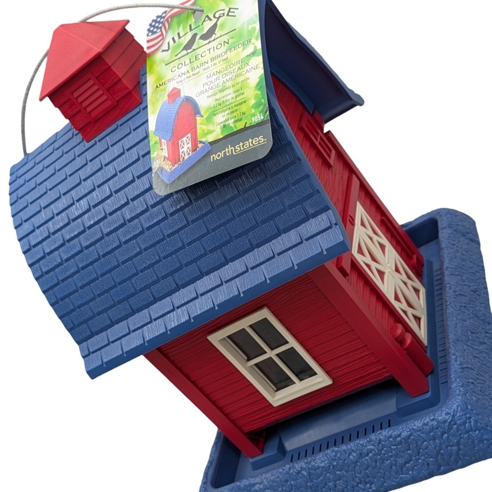North States Americana Barn Birdfeeder Village Collection Red Blue 9054 New